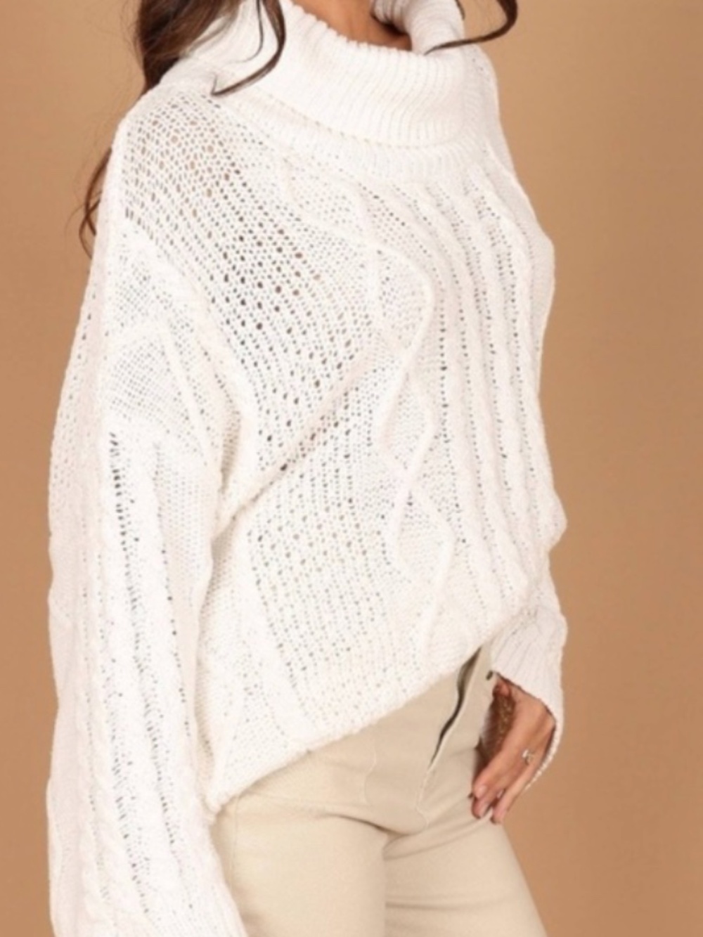Petal + Pup White Sharpy Cable Knit Sweater Size S/M